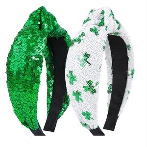 NWT 2Pk Sequin St Patrick’s Day Knotted‎ Headbands